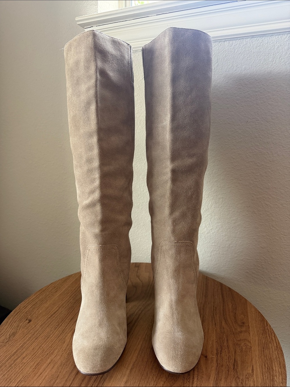 Dolce Vita Knee-High Suede Boots in Taupe